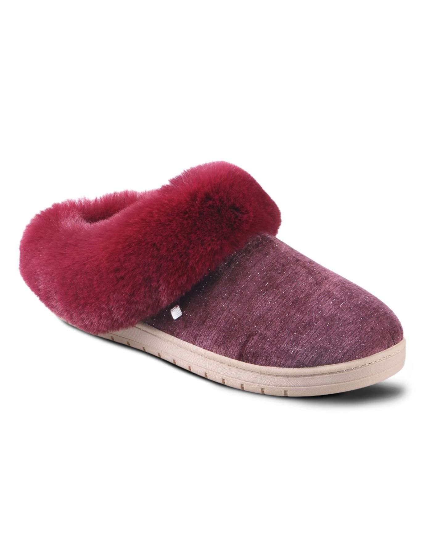 Женские сабо Isotoner Signature Faux Fur Trim Round-Toe, цвет: Burgandy — фото 1