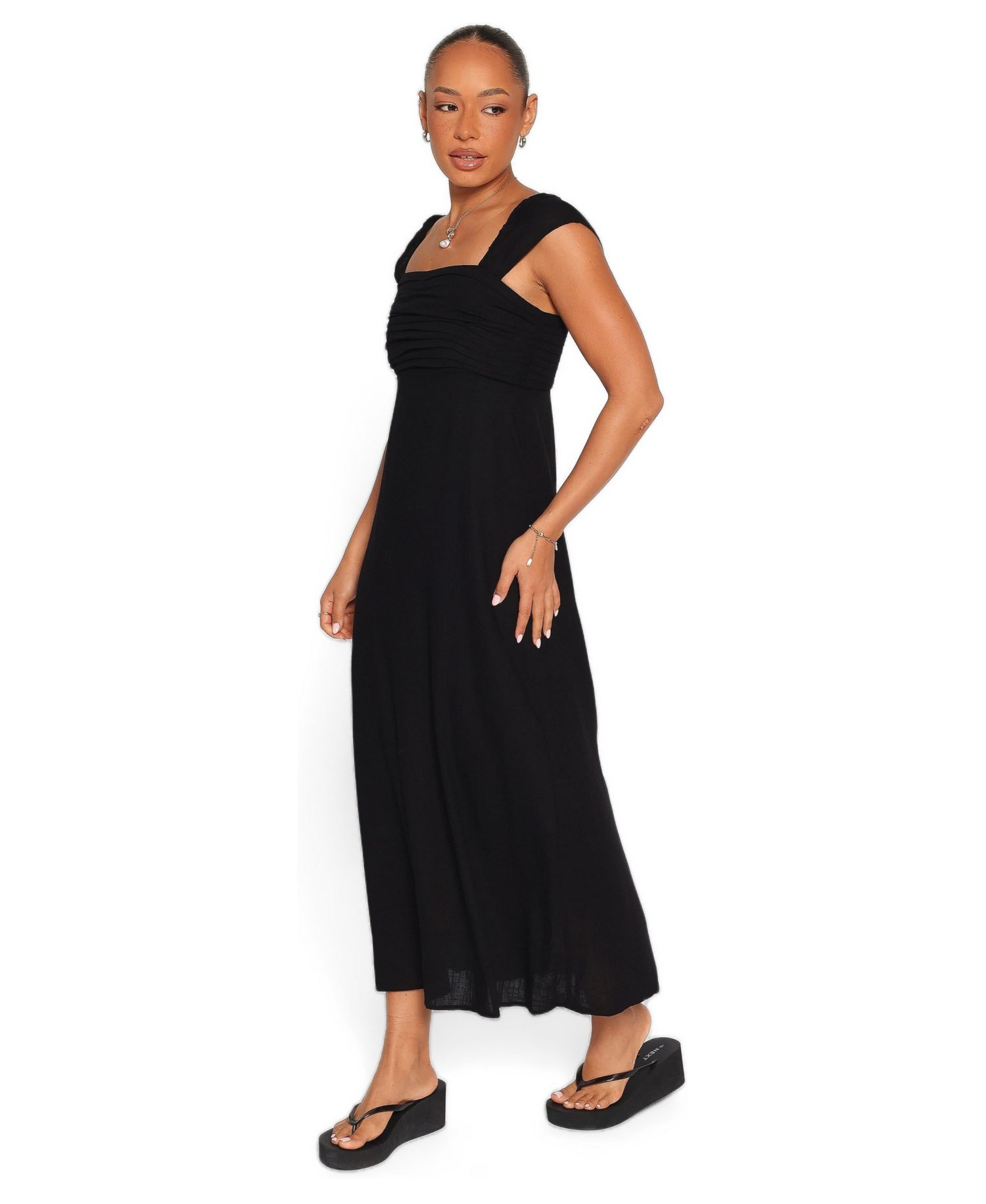 Women's Sirene Square Neckline A-Line Midi Dress