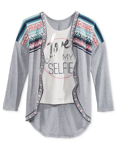 Belle Du Jour 2-Pc. Geo-Print Cozy & Tank Top Set, Big Girls (7-16)