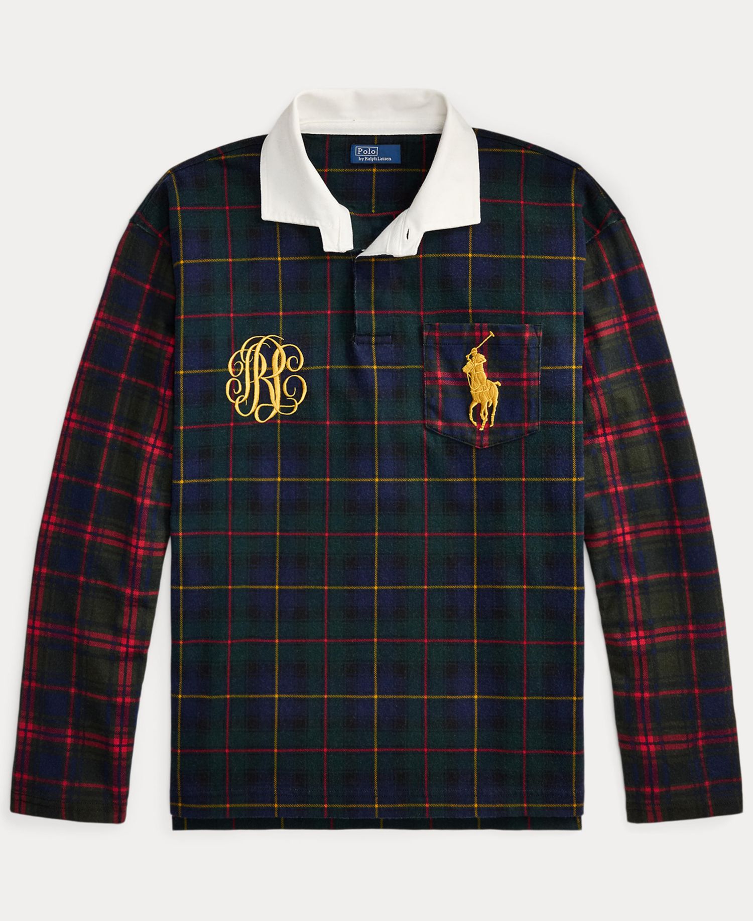 Women's Long-Sleeve Rugby Collar Plaid Rugby Jersey