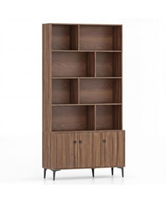 68.5-Inch Tall Bookshelf with Enclosed Cabinet Doors