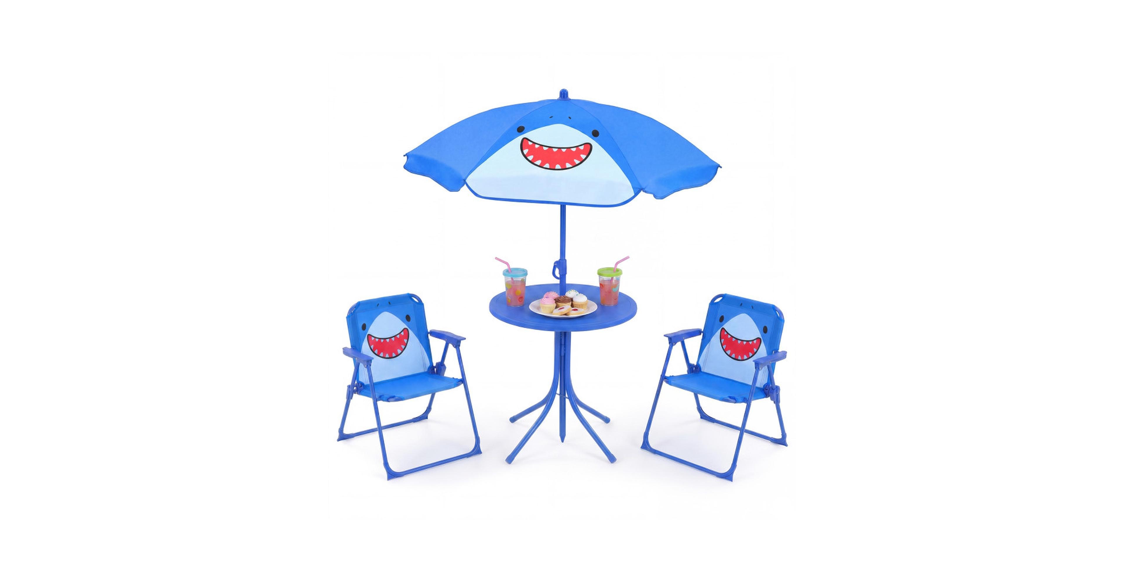 Gouun Height-Adjustable Umbrella Kids Outdoor Picnic Table Set