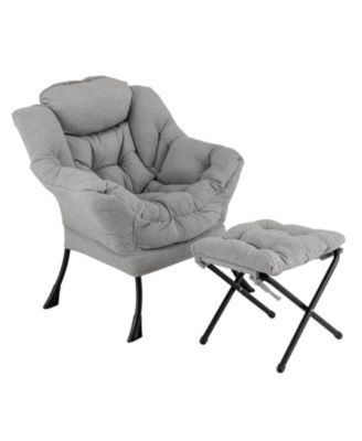 Modern Accent Chair with Folding Footrest and Head Pillow