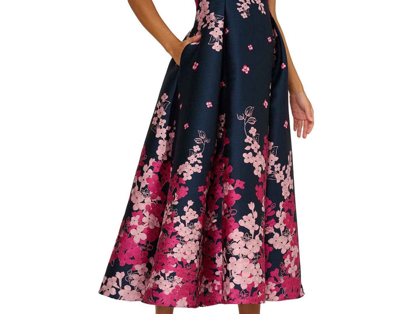 Женское платье Adrianna Papell Jacquard Fit & Flare, цвет: Тёмно-синий розовый разноцветный — фото 4