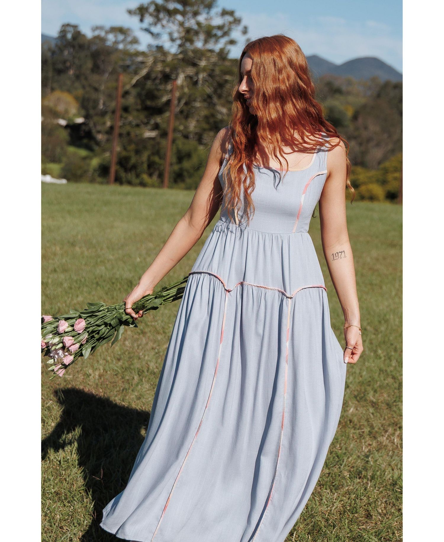 Women's Kyla A-Line Sleeveless Contrast Print Trim Maxi Dress
