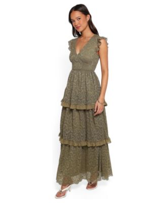 Women's Cataleya Wedding Guest V-Neck Tiered Lace Maxi Dress
