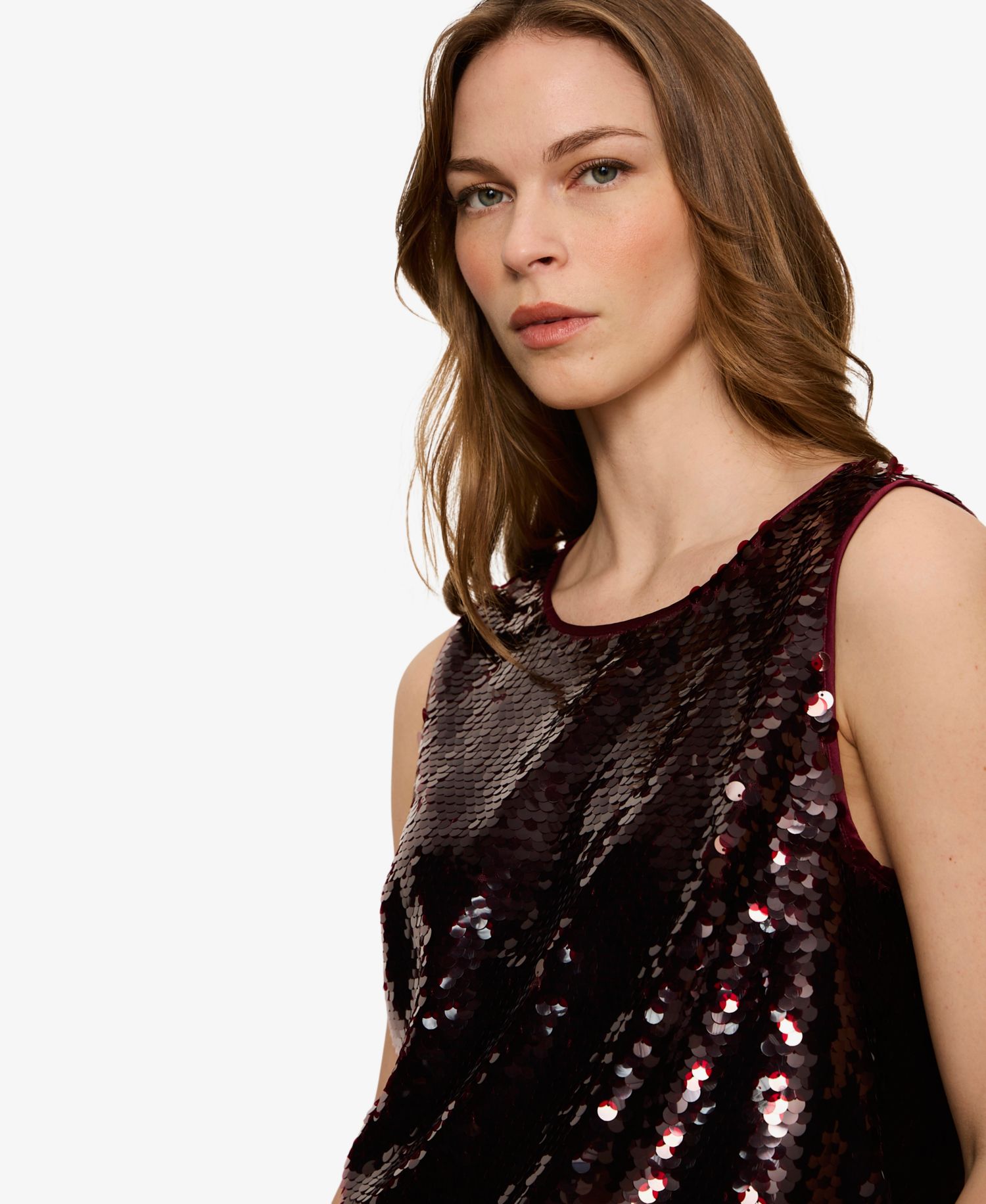 Women's The Desired Pailette Sequin Sleeveless Dressy Shell