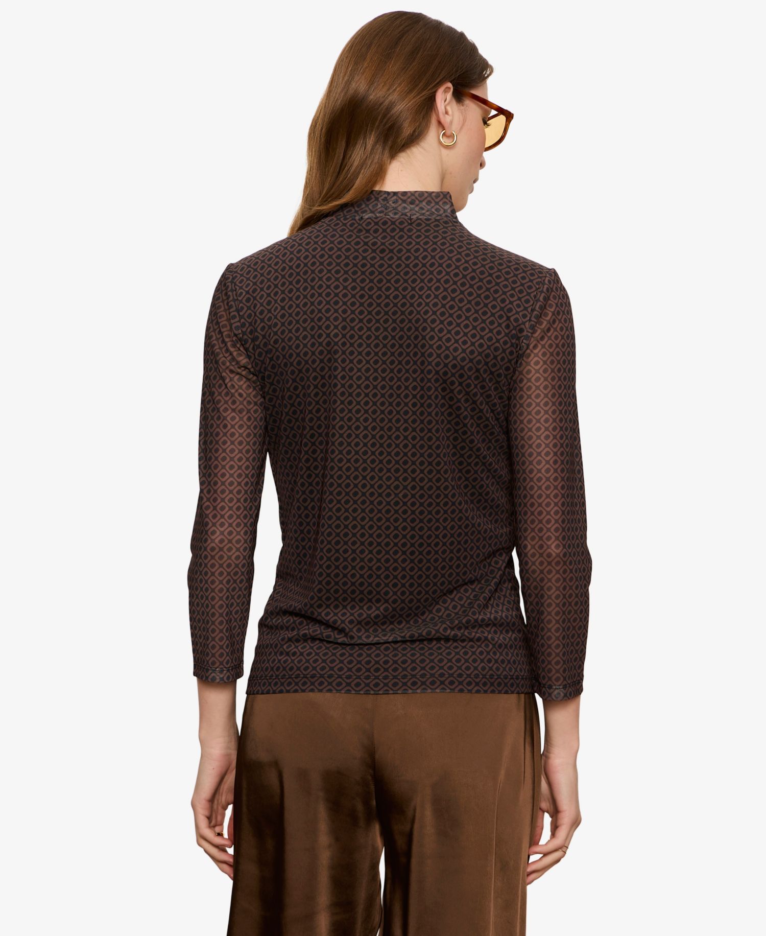 Women's Mesh Mock Neck 3/4-Sleeve T-Shirt