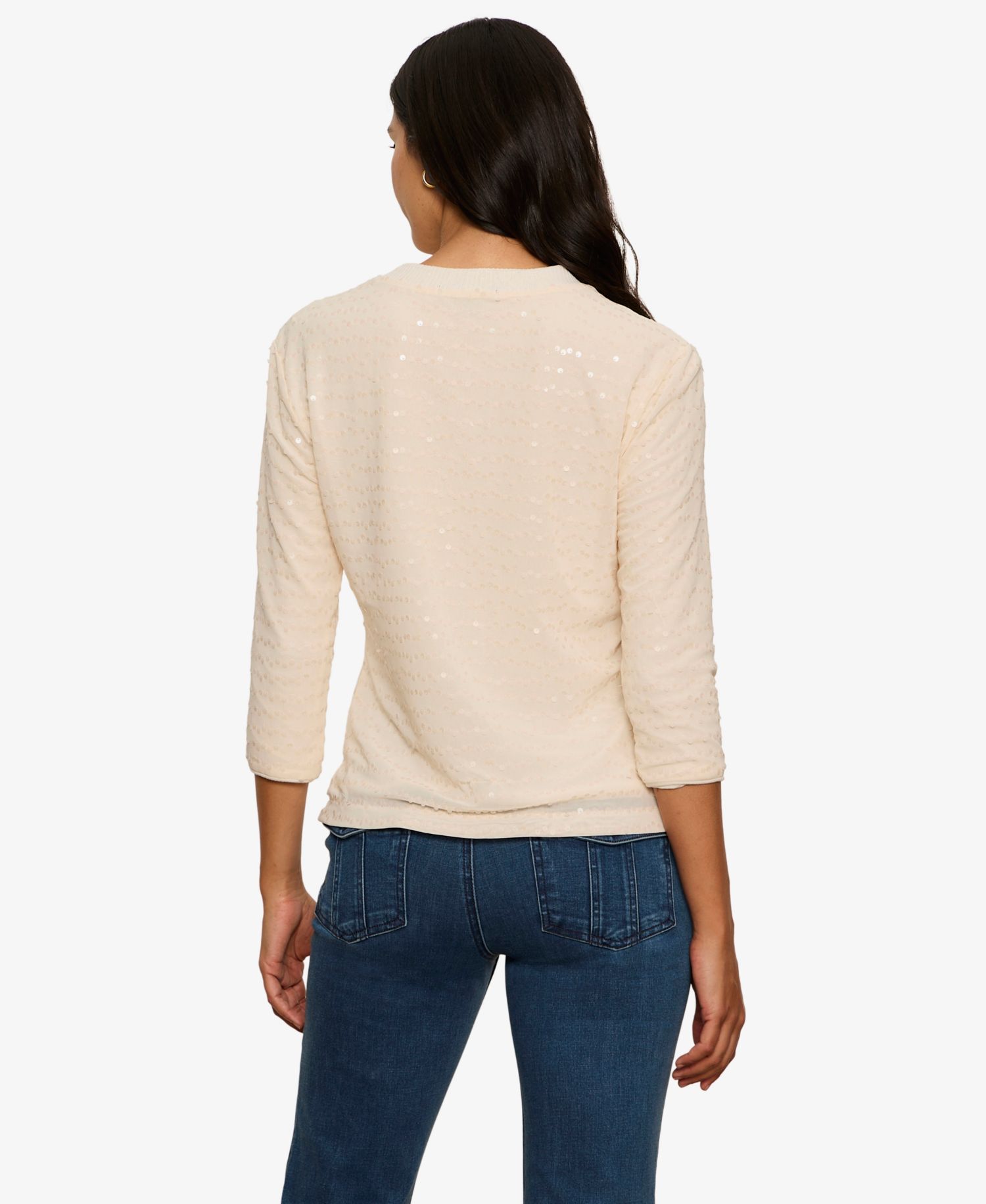 Women's Mode Sequin-Embellished 3/4-Sleeve T-Shirt