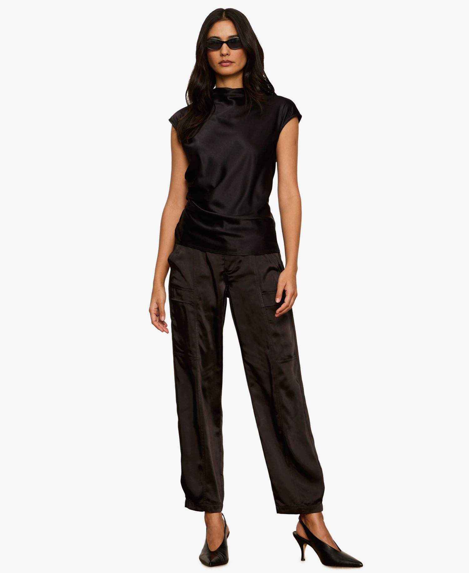 Women's Sphere Satin Straight Mid-Rise Pants
