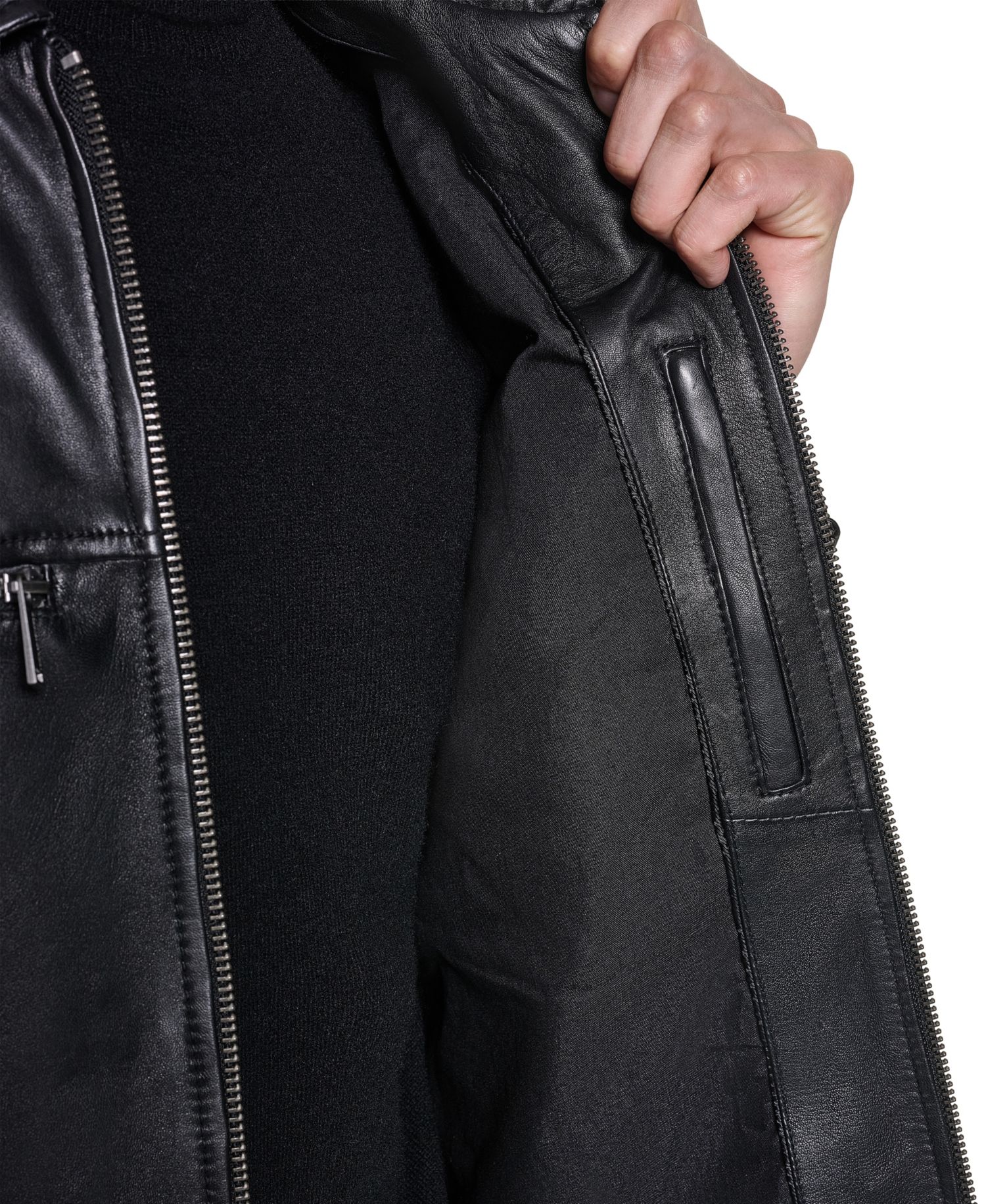 Men's Collared Genuine Leather Jacket