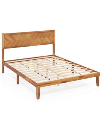 Twin Full Queen Size Bed Frame with Headboard and Storage Space Queen Size