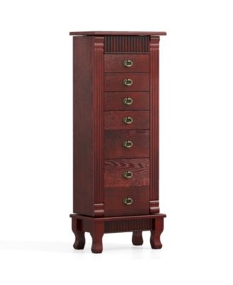 Wooden Jewelry Armoire Cabinet Storage Chest with Drawers and Swing Doors