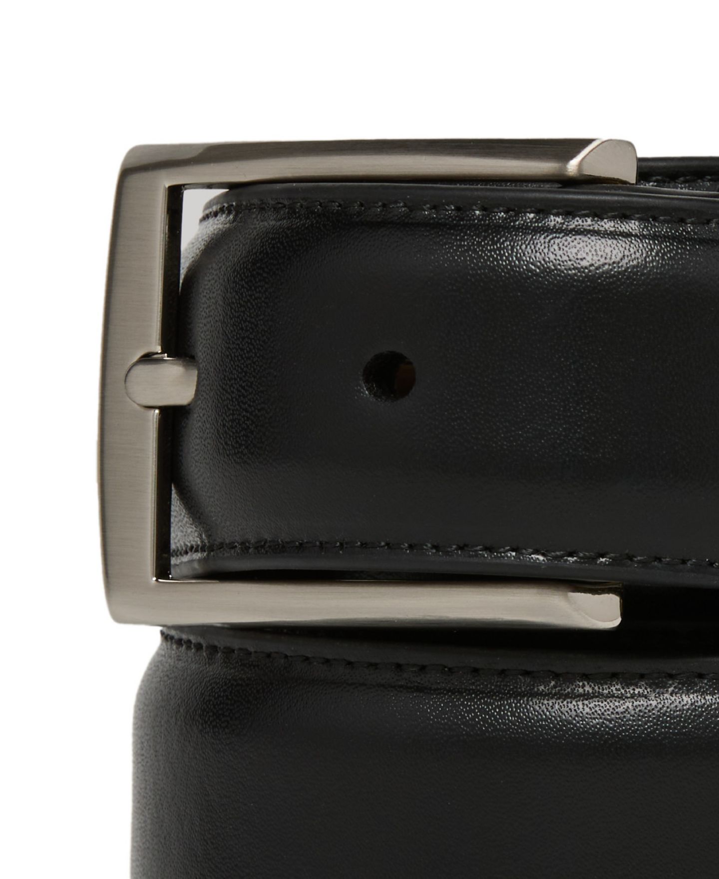 Мужской однотонный ремень Perry Ellis Portfolio из экокожи, 32 мм, цвет: Чёрный — фото 3