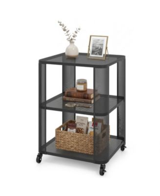 3 Tier End Table with Wheels Rolling Side Table with Open Storage Shelves 1 Piece