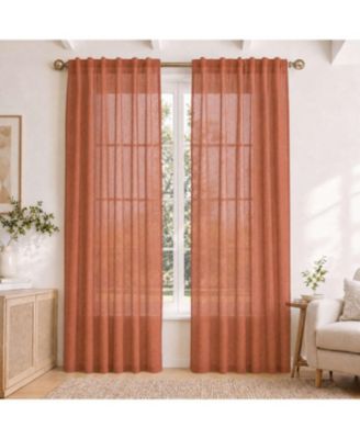 Linen Blend Light Filtering Curtains for Living Room (2 Panels)