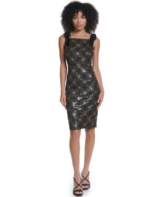 Women's Geo Sequin Square Neck Dress