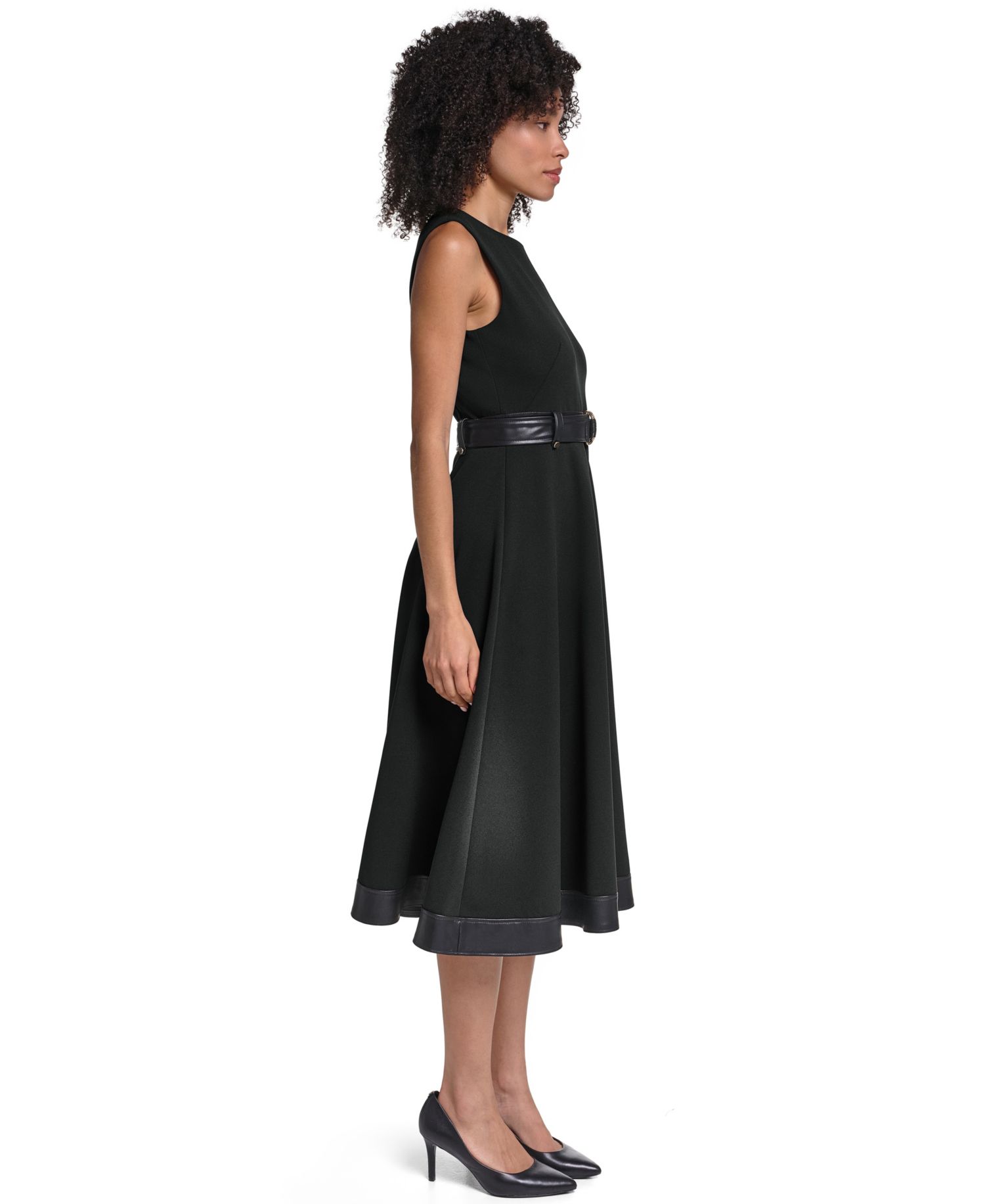 Women's Midi Crewneck Fit & Flare Dress