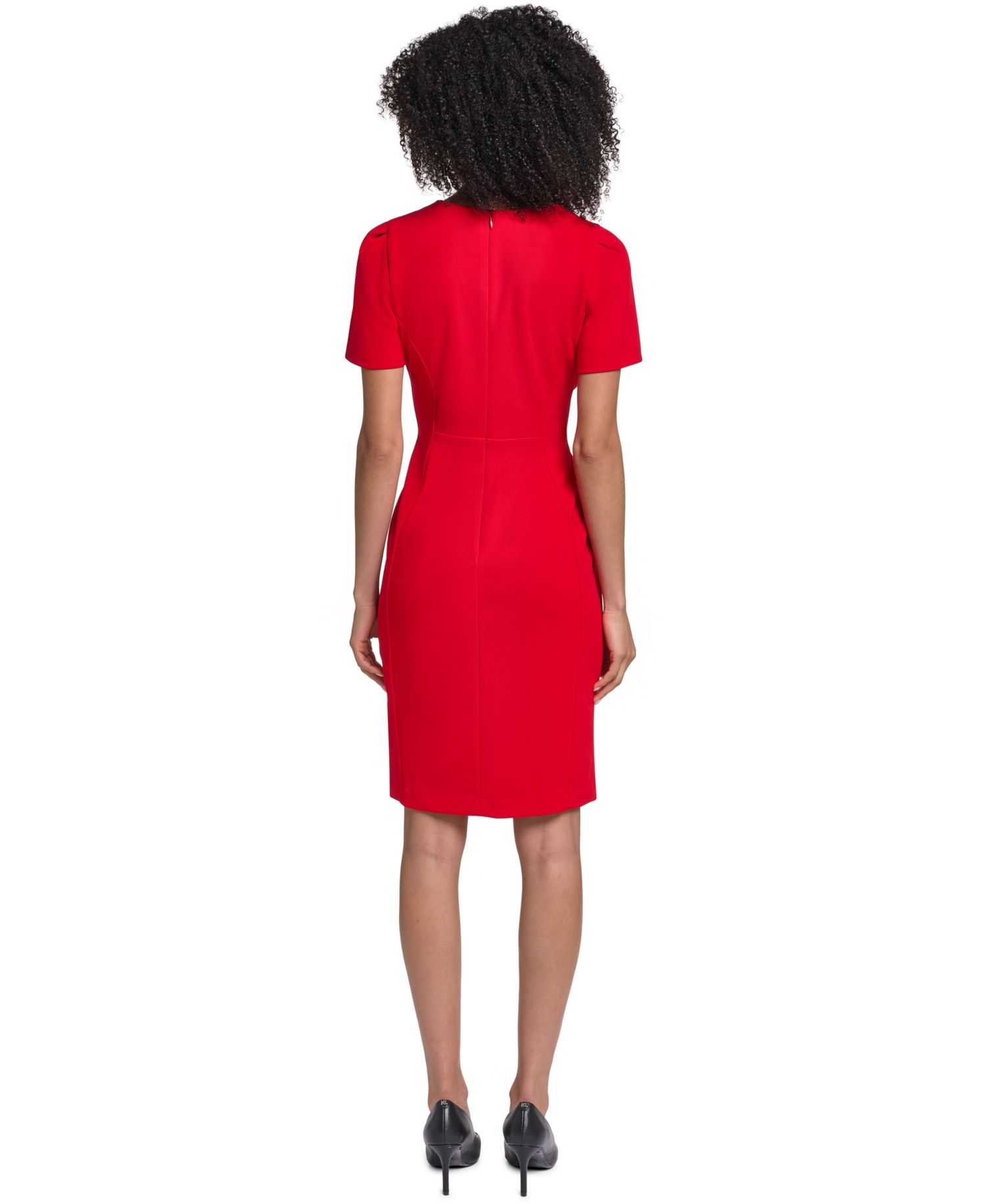 Women's Puff-Sleeve Scuba-Crepe Sheath Dress