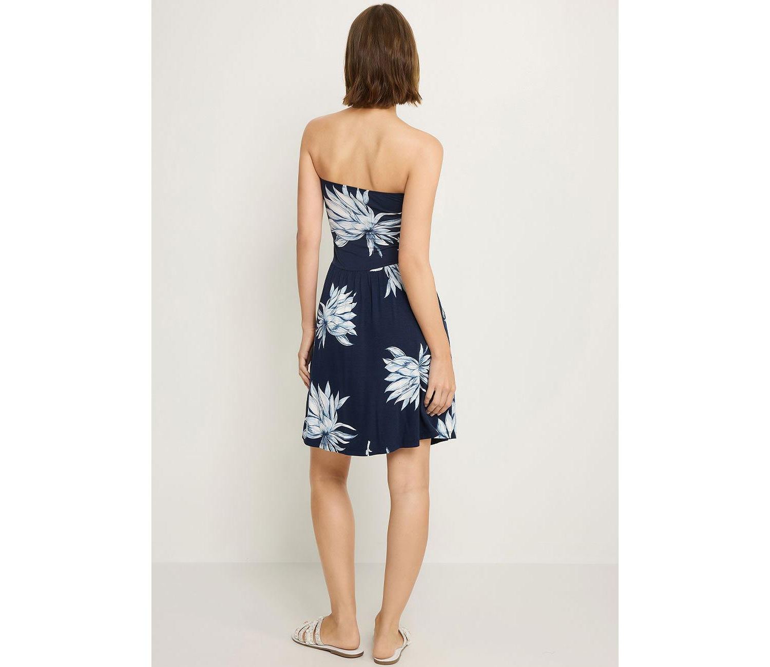 Women's Strapless Floral-Print Fit-and-Flare Short Dress