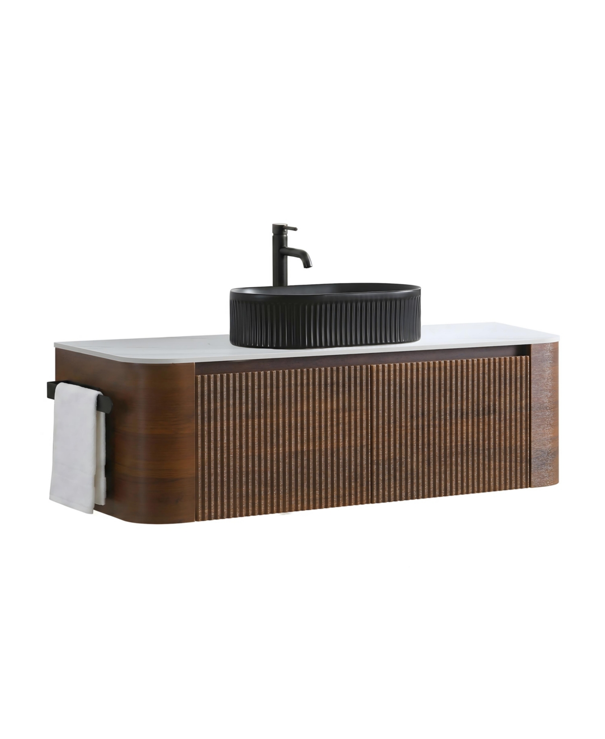 Thirtypeachy 48 Inch Floating Bathroom Vanity, Mdf Cabinet, Sintered Stone Top with Ceramic Vessel Sink, Soft-Close Drawers, Pre-Assembled