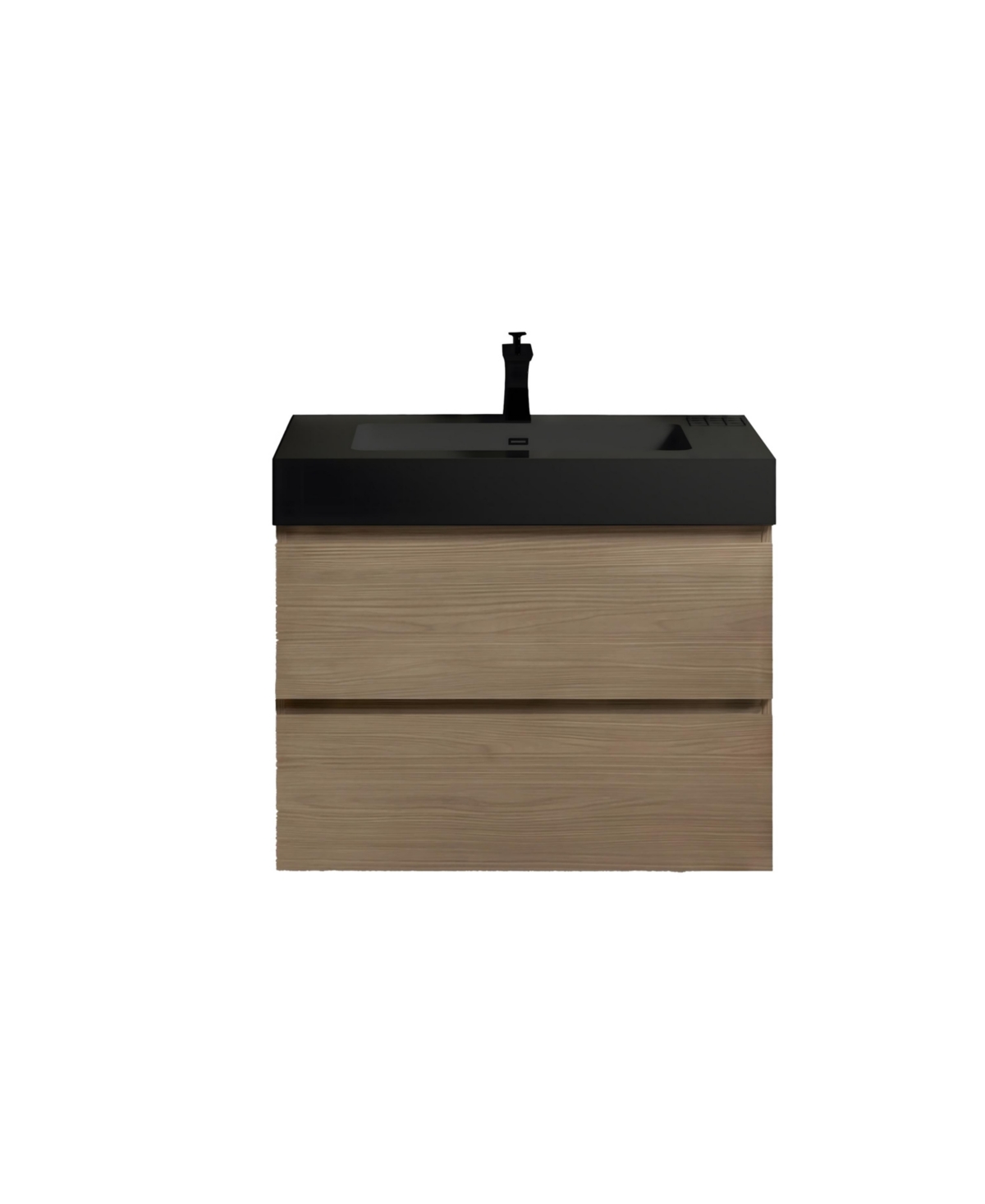 Thirtypeachy 30'' Wall Mounted Bathroom Vanity with Integrated Sink, Double Drawer Floating Vanity, Pre-assembled - Black