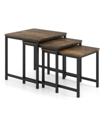 Faux Marble Nesting Table with Metal Frame Set of 3