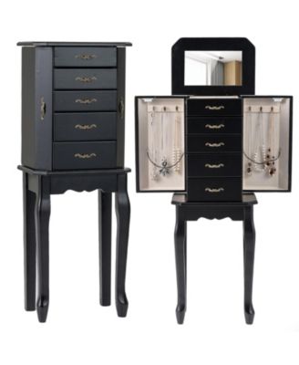 Standing Jewelry Box with 4 Drawers and 2 Side Doors