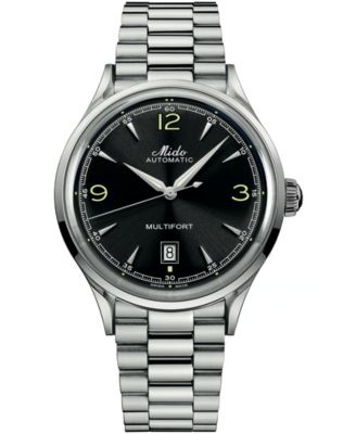 Men's Swiss Automatic Multifort Powerwind Silver Stainless Steel Watch 40mm