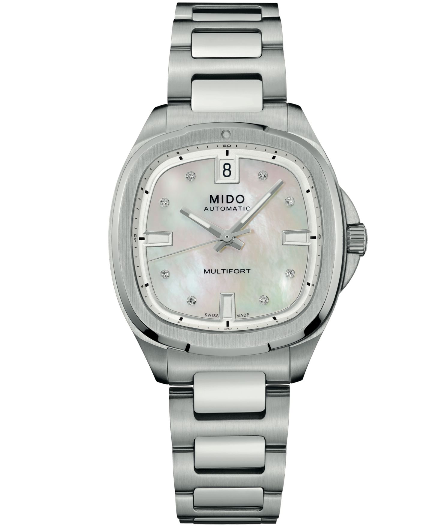 Часы Mido UniSex Swiss Automatic Multifort TV Mother-of-Pearl Silver Stainless Steel 35mm — фото 1