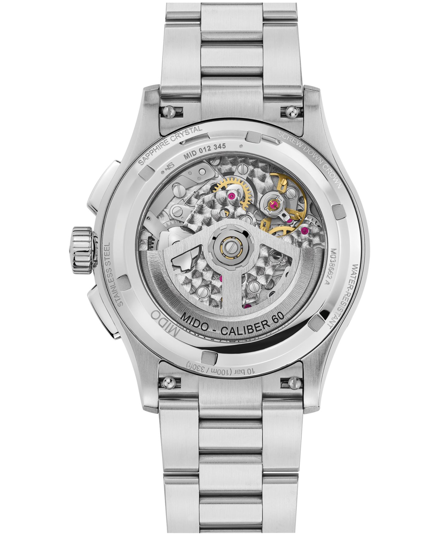 Мужские часы Mido Swiss Automatic Chronograph Skeleton Multifort Stainless Steel Bracelet Watch 43mm — фото 2