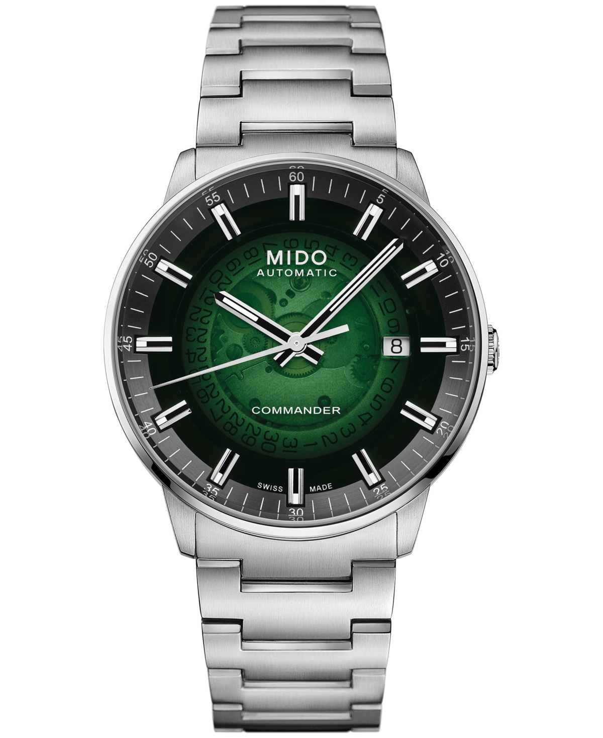 Mido Men's Automatic Swiss Commander Gradient Silver-Tone Stainless Steel Watch, 40mm