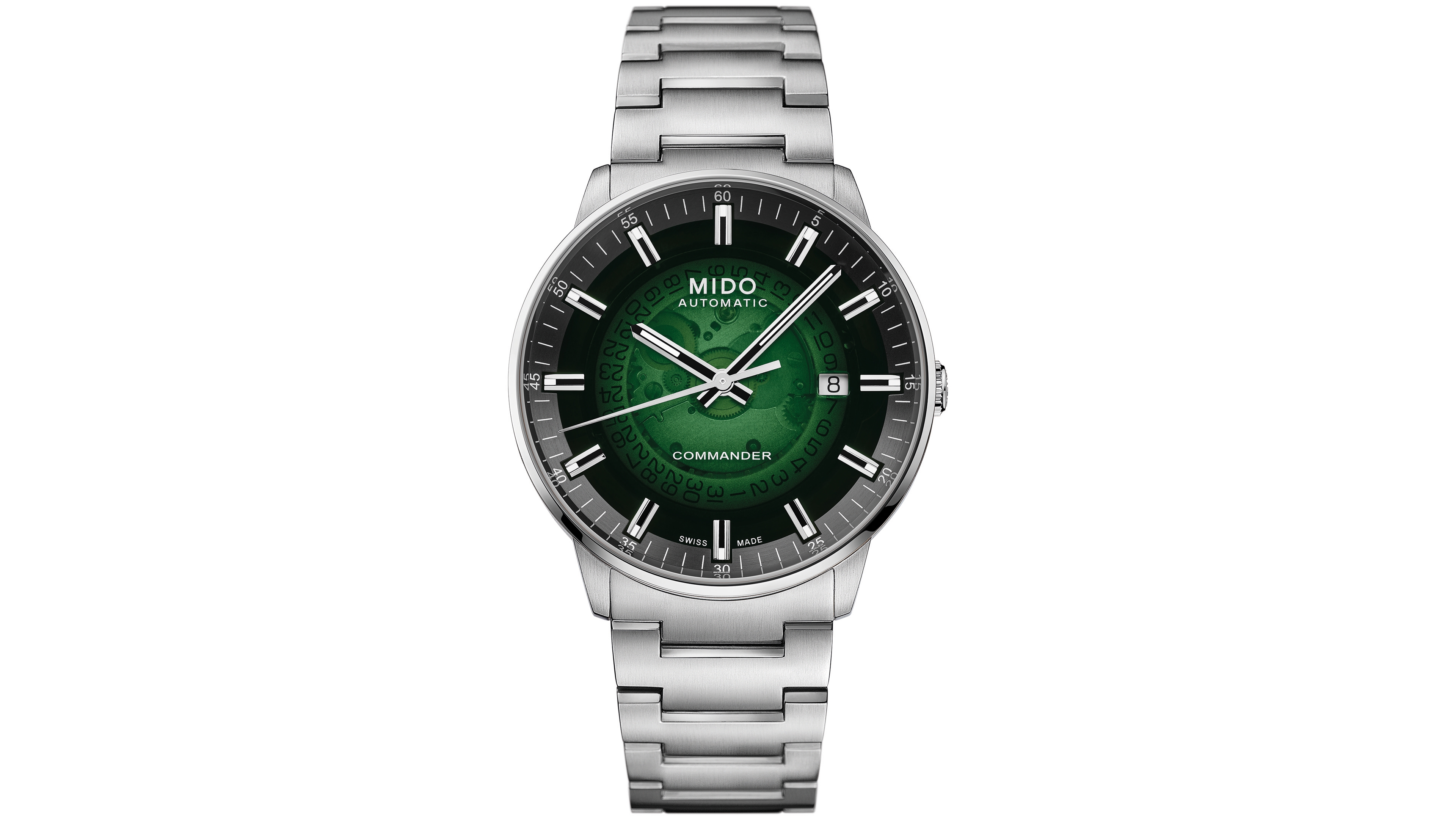 Mido Men's Automatic Swiss Commander Gradient Silver-Tone Stainless Steel Watch, 40mm