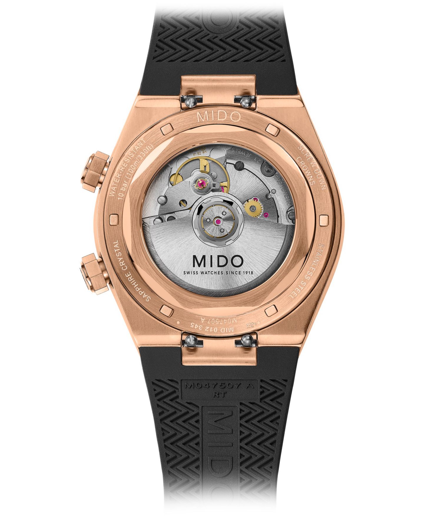 Мужские часы Mido Swiss Automatic Multifort 8 Two Crowns Black Rubber 40mm — фото 2