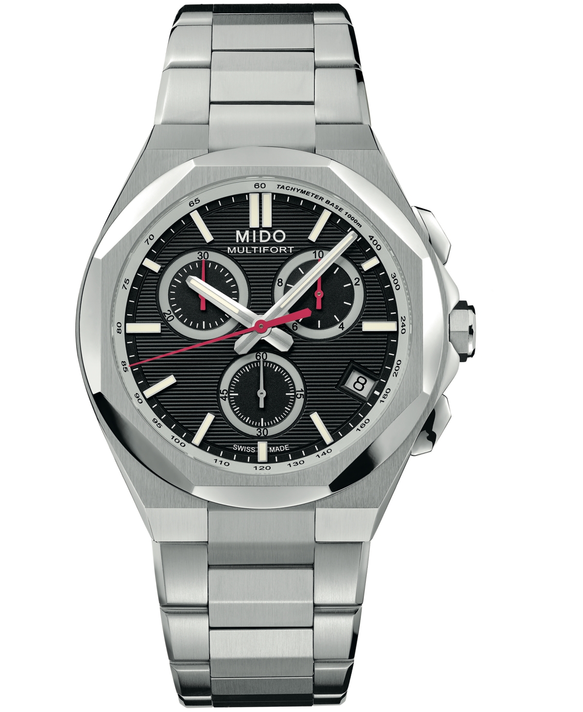 Mido Men's Swiss Quartz Chronograph Multifort 8 Stainless Steel Watch, 42mm - Black