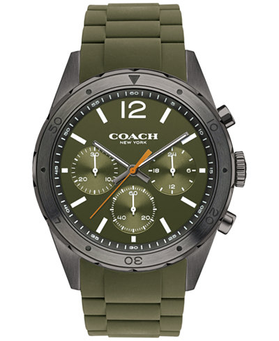 COACH Men's Chronograph Sullivan Sport Green Rubber Strap Watch 44mm 14602120