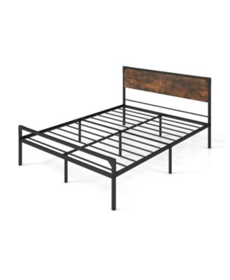 Platform Full Queen Bed with Rustic Headboard and Footboard Queen Size