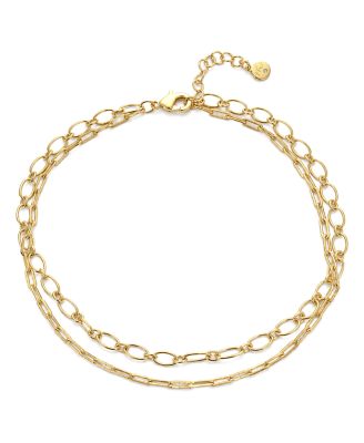Oval Link Double Chain Anklet in Gold Plate
