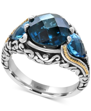 image of Ocean Bleu by Effy Blue Topaz (7 ct. t.w.) Ring in Sterling Silver and 18k Gold-Plate