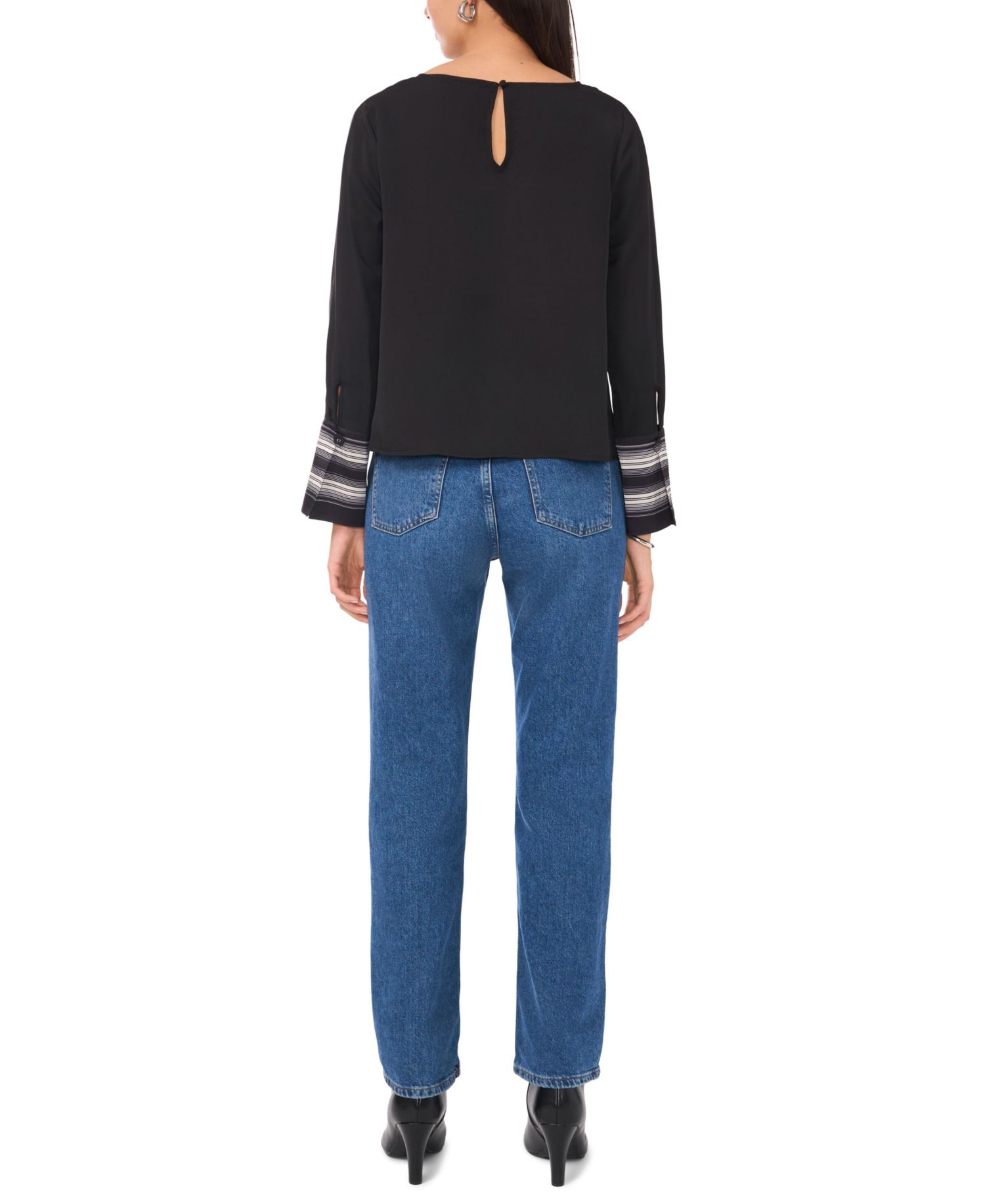 Women's Striped-Trim Extended-Cuff Top
