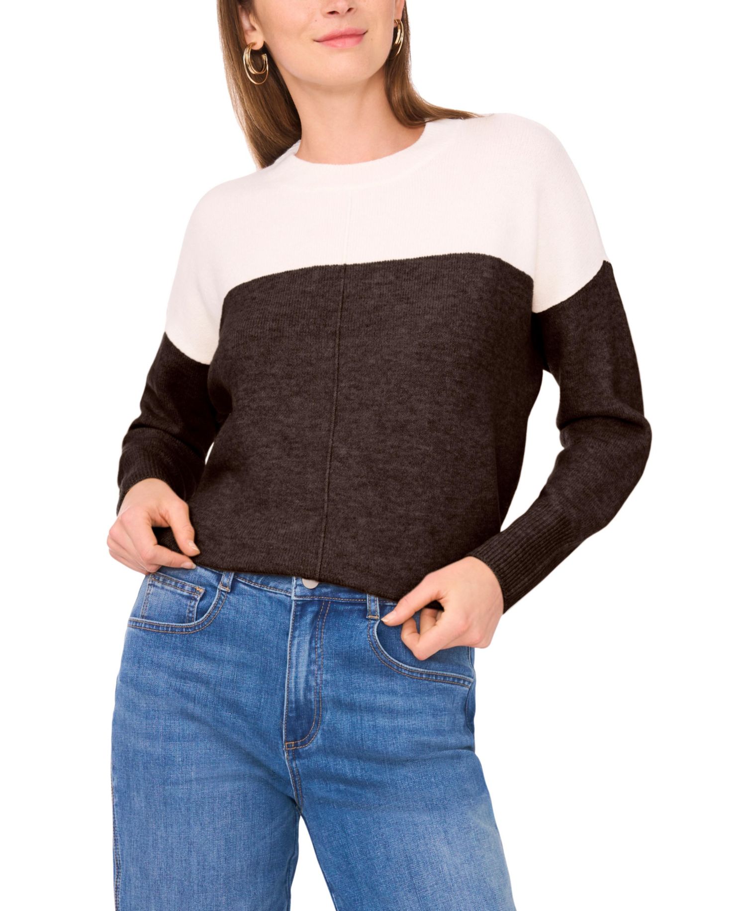 Women's Cozy Extended Shoulder Color Blocked Sweater