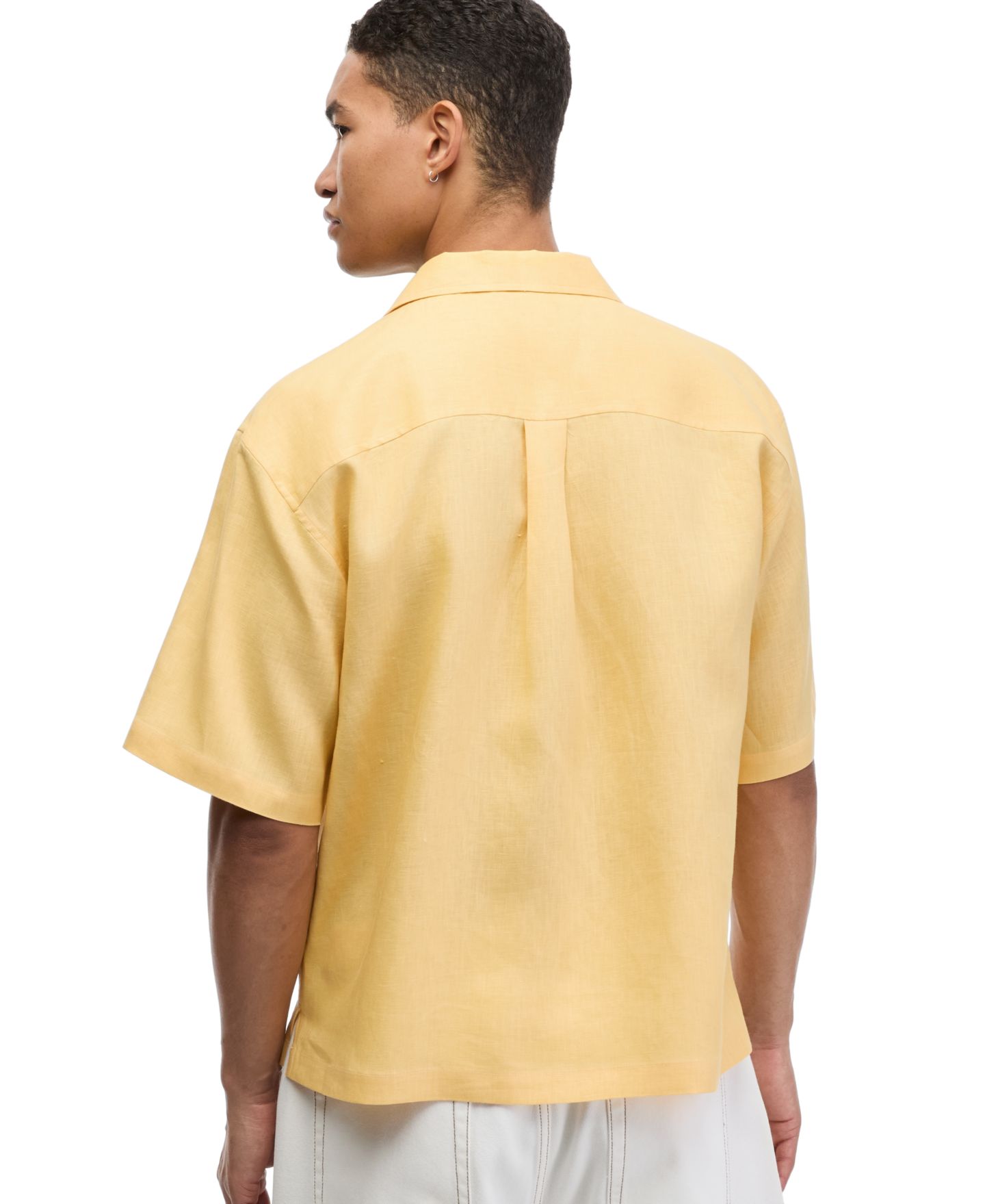 Мужская рубашка Mode of One Boxy-Fit Short-Sleeve Linen Camp, цвет: Cornsilk — фото 2
