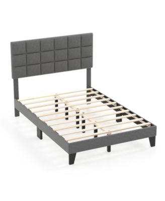 Full Size Modern Linen Bed Frame with Adjustable Headboard