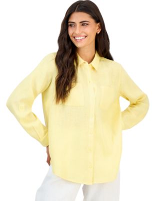 Petite Linen 3/4-Sleeve Roll-Tab Shirt