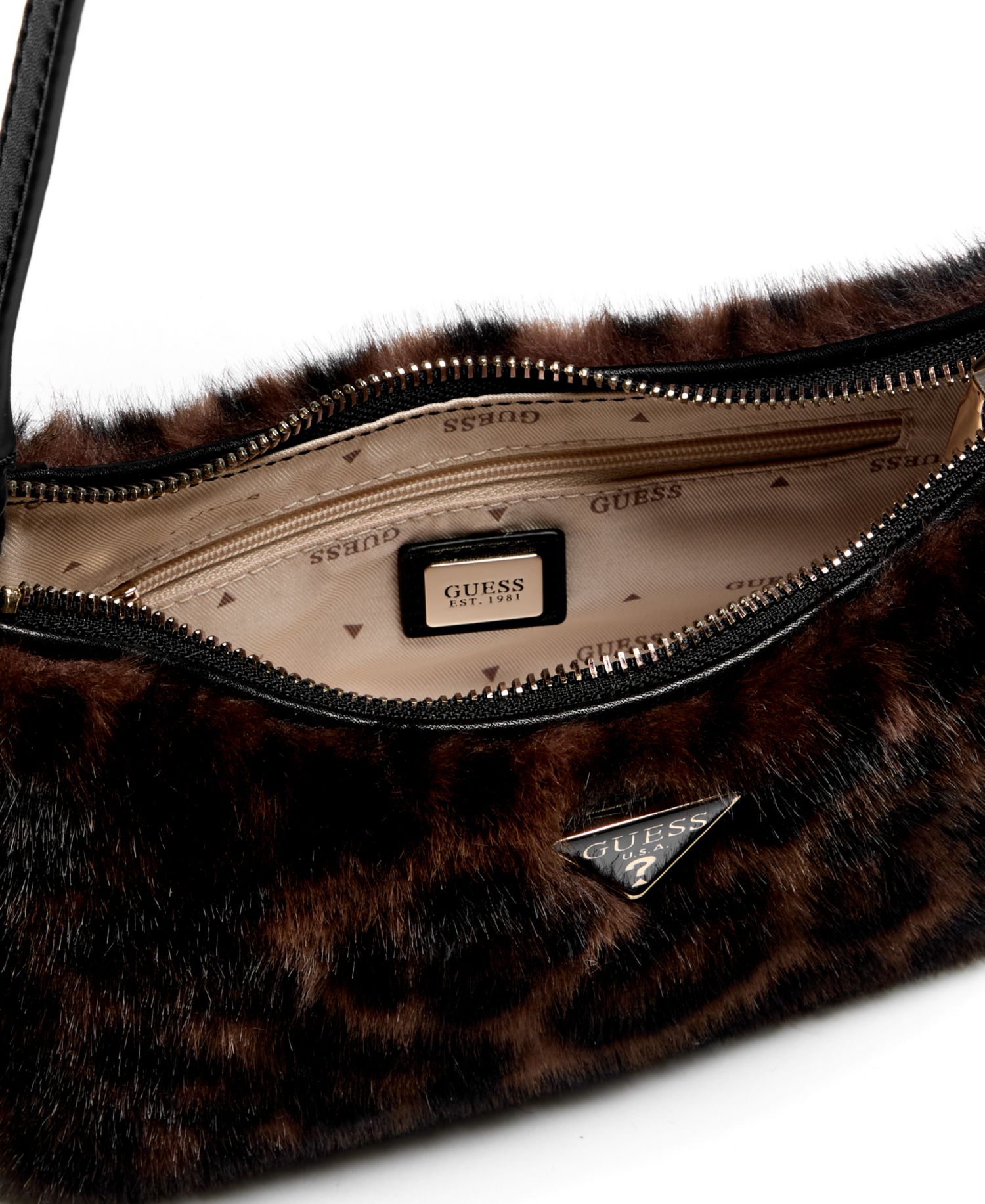 Shimmer Faux Fur Small Shoulder Handbag