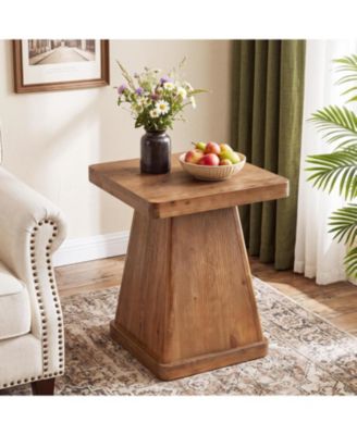 19.69" Square Solid Wood Side Table, End Table