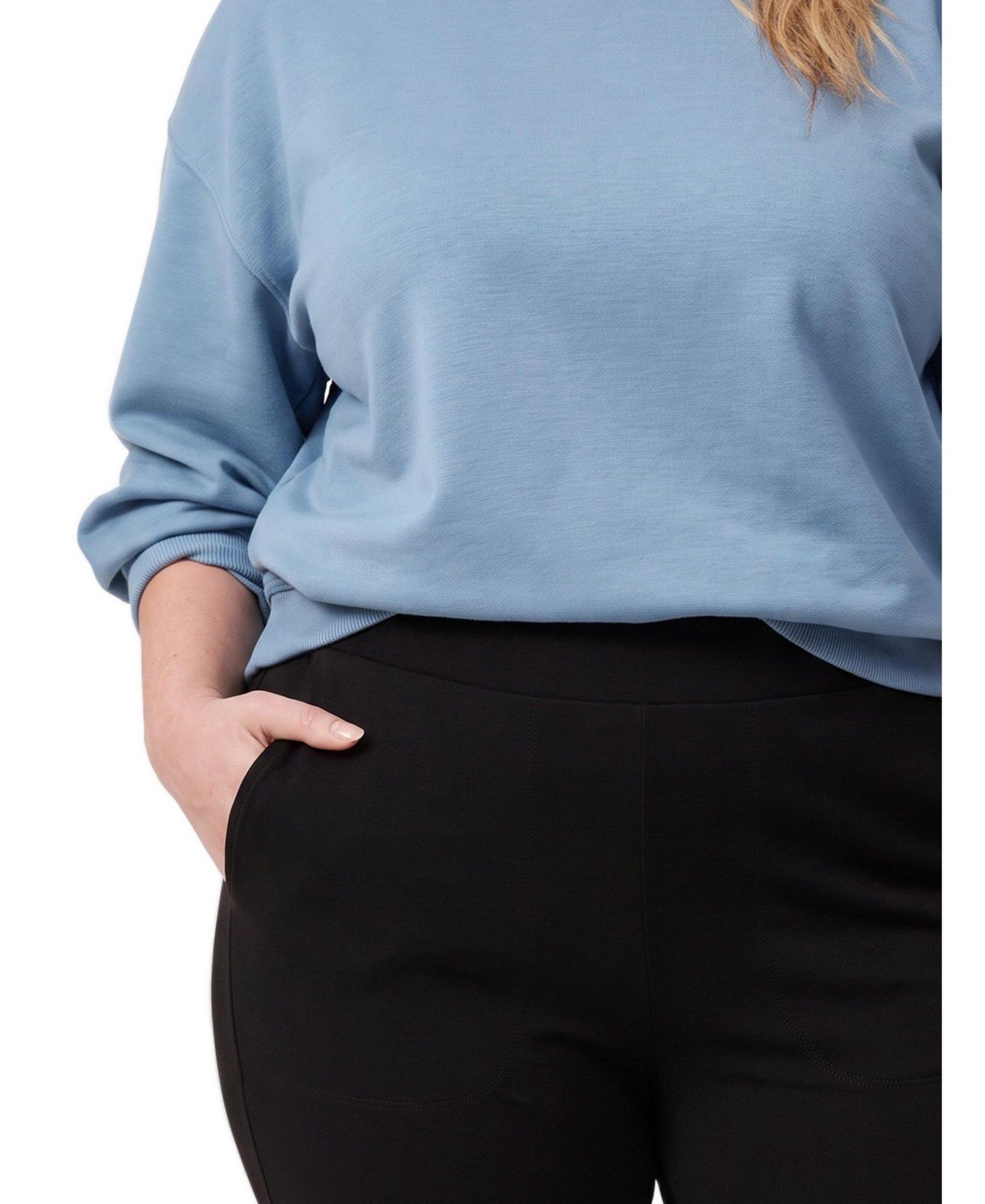 Plus Size Slim Boot-Cut Cotton-Blend Leggings with Functional Pockets