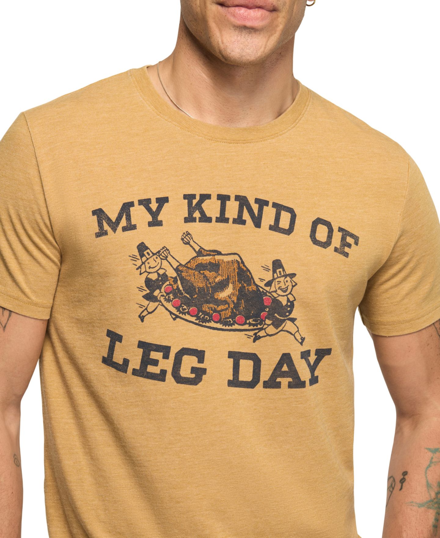 Мужская футболка Lucky Brand Thanksgiving Feast Mode Graphic, цвет: Коричневый — фото 3