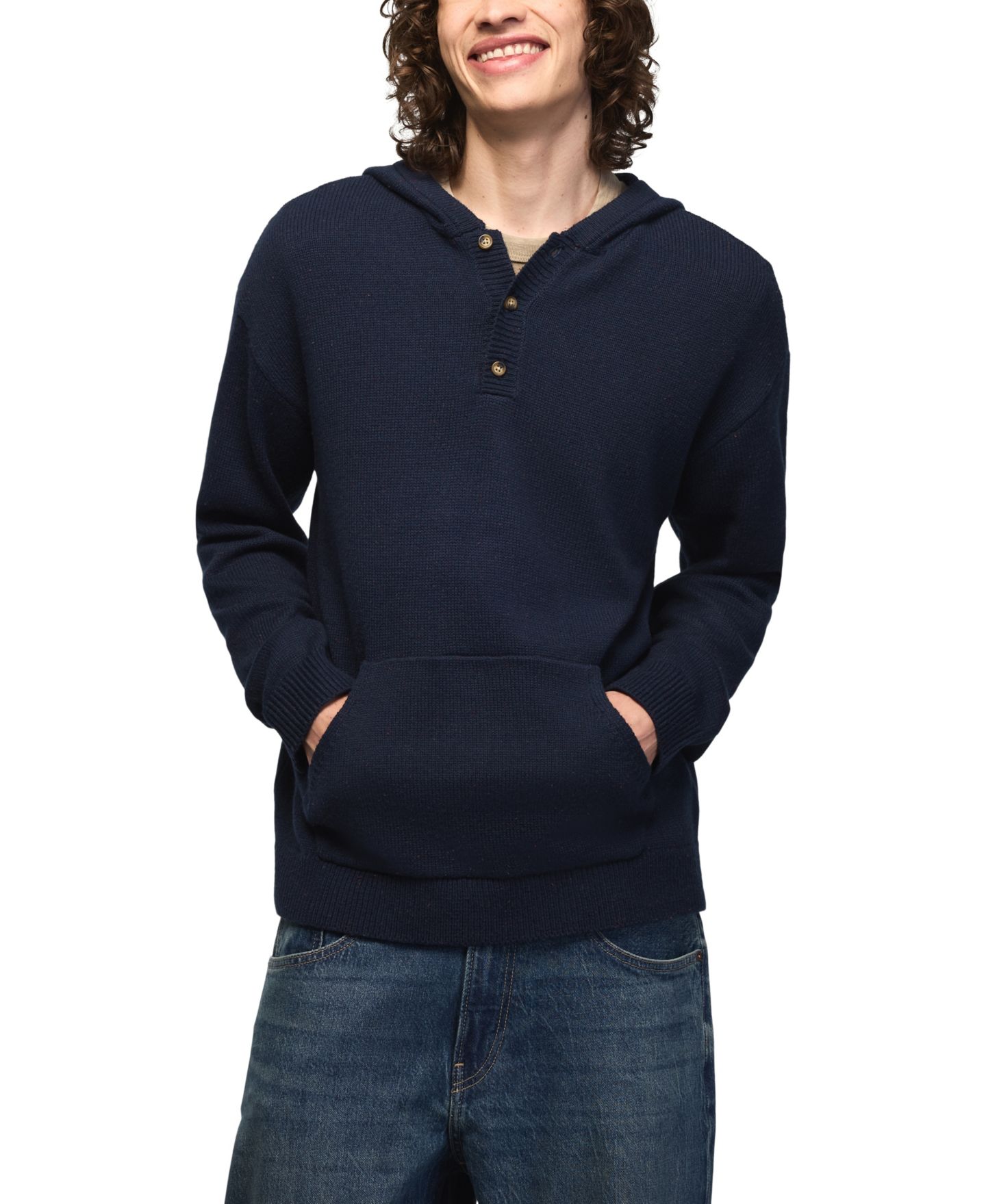 Мужской свитер Lucky Brand Donegal Hooded Kangaroo-Pocket, цвет: Naval Academy — фото 1