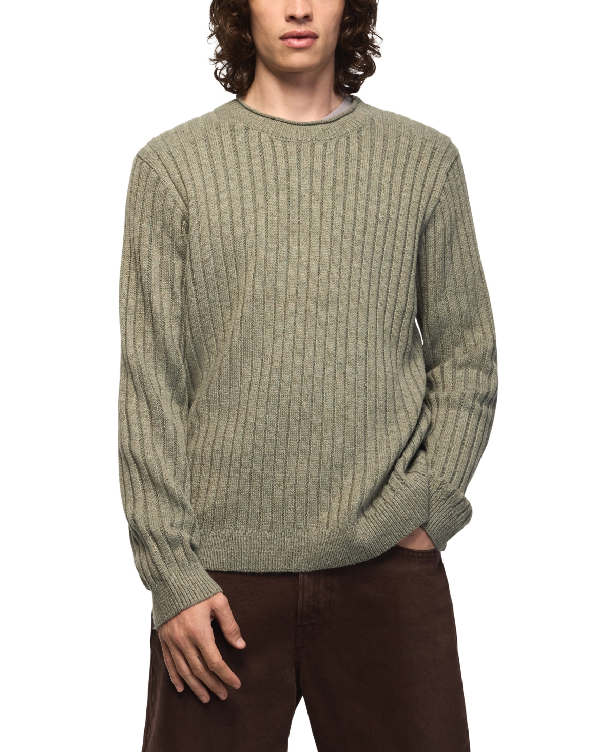 Lucky Brand Men's Donegal Crewneck Regular-Fit Sweater - Dusty Olive Heather
